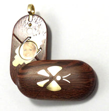 Load image into Gallery viewer, 5675 Thin Defective Gold Butterfly Camelthorn Wood Illusionist locket
