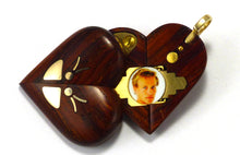 Load image into Gallery viewer, 5767 Cocobolo Wood Gold Butterfly Illusionist Locket