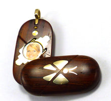 Load image into Gallery viewer, 5767 Cocobolo Wood Gold Butterfly Illusionist Locket