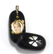 Load image into Gallery viewer, B253 Cremation Ash Silver Butterfly Locket With Secret Compartments Ebony Wood
