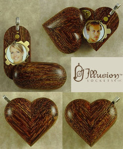 B129 Cremation Ash Camelthorn Wood Illusionist Locket With Secret Compartments