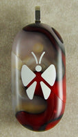 1661 Thin Red Silver Marble Acrylic Butterfly Illusionist Locket