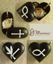 Load image into Gallery viewer, 3612 Slim Cross Ebony Wood Locket That Transforms Into Christian Fish Illusionist Locket