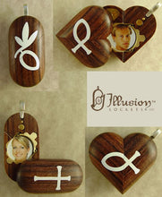 Load image into Gallery viewer, 3895 Slim Cross Kingwood Locket That Transforms Into Christian Fish Illusionist Locket