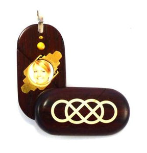 4765 Thin Coco Bolo Wood Double Infinity Illusionist Locket