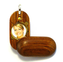 Load image into Gallery viewer, 5185 Slim No Image Diamond Wood Walnut Illusionist Locket