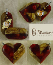 Load image into Gallery viewer, 5295 Thin Burgundy Wood Acrylic Illusionist Locket

