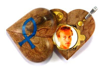 Load image into Gallery viewer, B093 Birdseye Maple Wood Cremation Ash Cross Christian Fish Locket With Secret Compartments