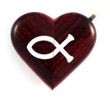 Load image into Gallery viewer, 0015 Thin Cross Locket That Transforms Into Christian Fish Illusionist Locket Rosewood Burgundy