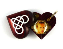 Load image into Gallery viewer, B022 Double Infinity Cremation Ash Locket With Secret Compartments Rosewood Burgundy