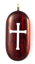 Load image into Gallery viewer, 0015 Thin Cross Locket That Transforms Into Christian Fish Illusionist Locket Rosewood Burgundy
