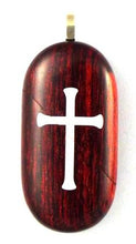 Load image into Gallery viewer, 0015 Thin Cross Locket That Transforms Into Christian Fish Illusionist Locket Rosewood Burgundy