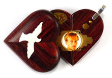 Load image into Gallery viewer, 0009 Thin Rosewood Burgundy Music Note Illusionist Locket That Transforms Into a Dove Locket