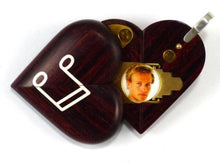 Load image into Gallery viewer, 0008 Thin Piano Illusionist Locket That Transforms Into a Music Note Locket Rosewood Burgundy