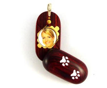 Load image into Gallery viewer, B025 Dog Cat Paw Print Cremation Ash Locket With Secret Compartments Rosewood Burgundy