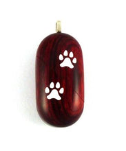 Load image into Gallery viewer, B025 Dog Cat Paw Print Cremation Ash Locket With Secret Compartments Rosewood Burgundy