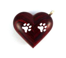 Load image into Gallery viewer, B025 Dog Cat Paw Print Cremation Ash Locket With Secret Compartments Rosewood Burgundy