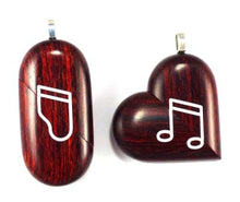 Load image into Gallery viewer, 0008 Thin Piano Illusionist Locket That Transforms Into a Music Note Locket Rosewood Burgundy