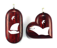 Load image into Gallery viewer, 0026 Thin Sail Boat Illusionist Locket That Transforms Into a Dolphin Locket Rosewood Burgundy