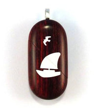 Load image into Gallery viewer, 0026 Thin Sail Boat Illusionist Locket That Transforms Into a Dolphin Locket Rosewood Burgundy
