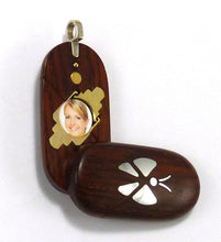 Load image into Gallery viewer, 5651 Thin Silver Butterfly Illusionist Locket Coco Bolo Wood
