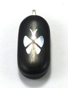 5654 Thin Silver Butterfly Illusionist Locket Ebony Wood
