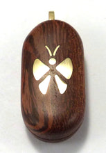 Load image into Gallery viewer, 5675 Thin Defective Gold Butterfly Camelthorn Wood Illusionist locket
