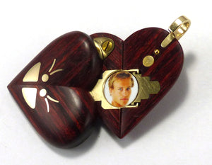5676 Thin Gold Butterfly Rosewood Burgundy Illusionist locket