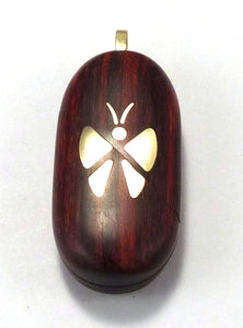 5676 Thin Gold Butterfly Rosewood Burgundy Illusionist locket