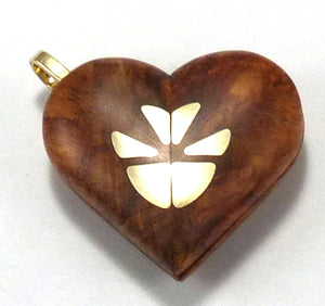 5678 Thin Gold Butterfly Amboyna Burl Wood Illusionist locket