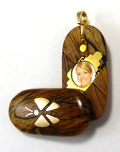 Load image into Gallery viewer, 5701 Thin Gold Butterfly Spalted Maple Wood Illusionist locket
