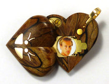 Load image into Gallery viewer, 5701 Thin Gold Butterfly Spalted Maple Wood Illusionist locket
