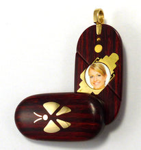 Load image into Gallery viewer, 5702 Thin Gold Butterfly Rosewood Burgundy Illusionist locket
