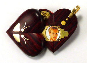 5702 Thin Gold Butterfly Rosewood Burgundy Illusionist locket