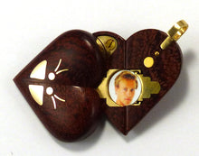 Load image into Gallery viewer, 5703 Thin Gold Butterfly Camelthorn Wood Illusionist locket
