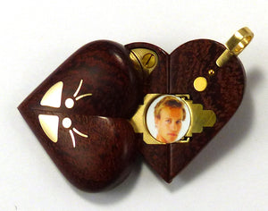 5703 Thin Gold Butterfly Camelthorn Wood Illusionist locket