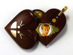 5704 Thin Gold Butterfly Coco Bolo Wood Illusionist locket