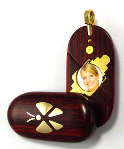 5706 Thin Gold Butterfly Rosewood Burgundy Illusionist locket