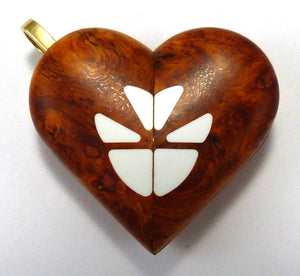5737 Amboyna Burl Wood Illusionist Locket With 14 ct Gold Bail