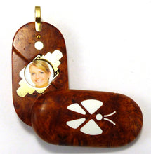 Load image into Gallery viewer, 5737 Amboyna Burl Wood Illusionist Locket With 14 ct Gold Bail
