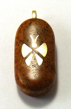 Load image into Gallery viewer, 5784 Gold Butterfly Cherry Burls Wood Illusionist Locket
