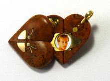 Load image into Gallery viewer, 5784 Gold Butterfly Cherry Burls Wood Illusionist Locket
