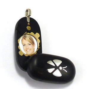 B253 Cremation Ash Silver Butterfly Locket With Secret Compartments Ebony Wood