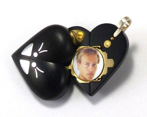 B253 Cremation Ash Silver Butterfly Locket With Secret Compartments Ebony Wood