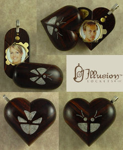 B107 Cremation Ash Butterfly Locket With Secret Compartments Coco Bolo Wood