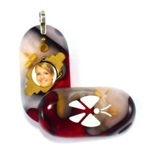 Load image into Gallery viewer, 1661 Thin Red Silver Marble Acrylic Butterfly Illusionist Locket

