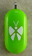 1965 Thin Neon Green Acrylic Butterfly Illusionist Locket