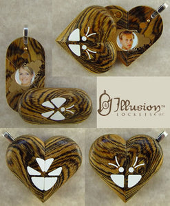 2927 Thin Bocote Wood Illusionist Butterfly Locket