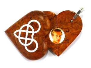 5082 Natural Cherry Burl Wood Double Infinity Illusionist Locket