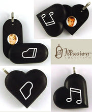 Load image into Gallery viewer, 5217 Natural Ebony Wood Piano Music Note Illusionist Locket

